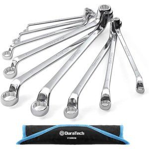Offset Box Wrench Set, Metric, 9-Piece, 6-23mm, 75-Degree, CR-V Steel, Organized